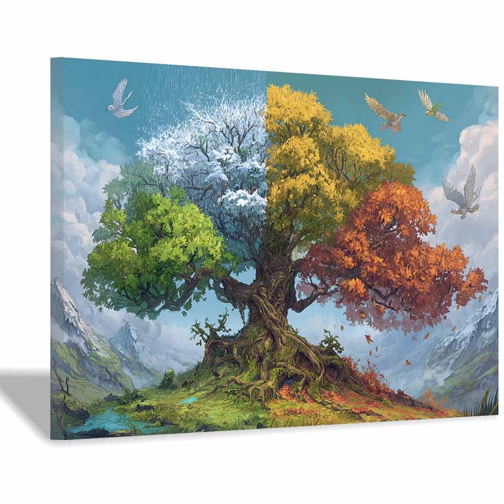 XENIOU Tree Canvas Wall Art Magical Starry Tree canvas painting wall art, Living Room Bedroom Hallway Stairs Decoration.(Multicolor)-70x100cm Framed