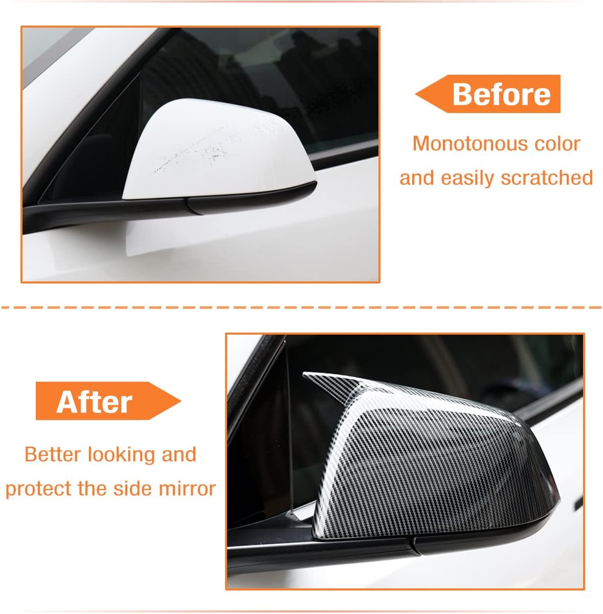 Side Mirror Cover Compatible with Tesla Model Y 2020 2021 2022 2023 - Sport Style Mirror Cap, Glossy ABS Exterior Accessory, 1 Set (Mirror Cover Model Y, Carbon Fiber Style)