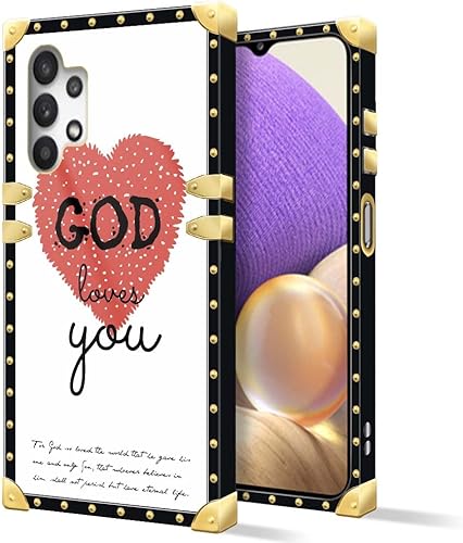Miniatura 2 de DAIZAG Funda compatible con Samsung Galaxy A32 5G, God Loves You Bible Christ Jesus Quote Saying Verse Full Body Soft TPU Metal Plating Corner a