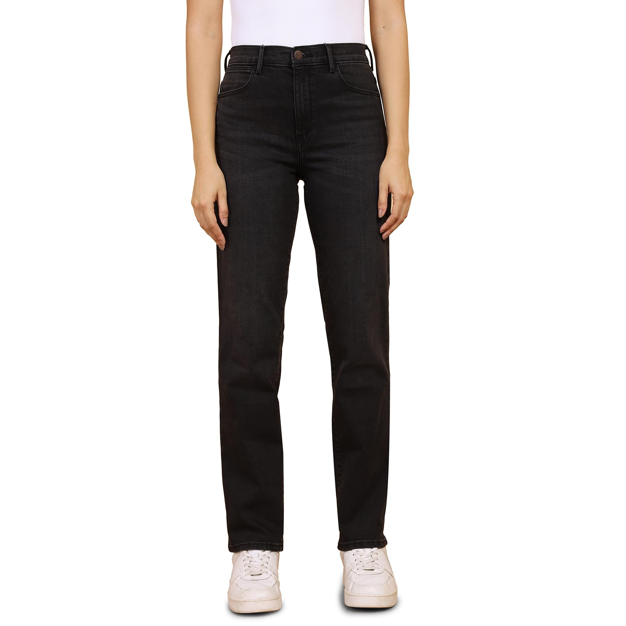 Wrangler Women's Blue Straight Fit Mid Rise Jeans in blue