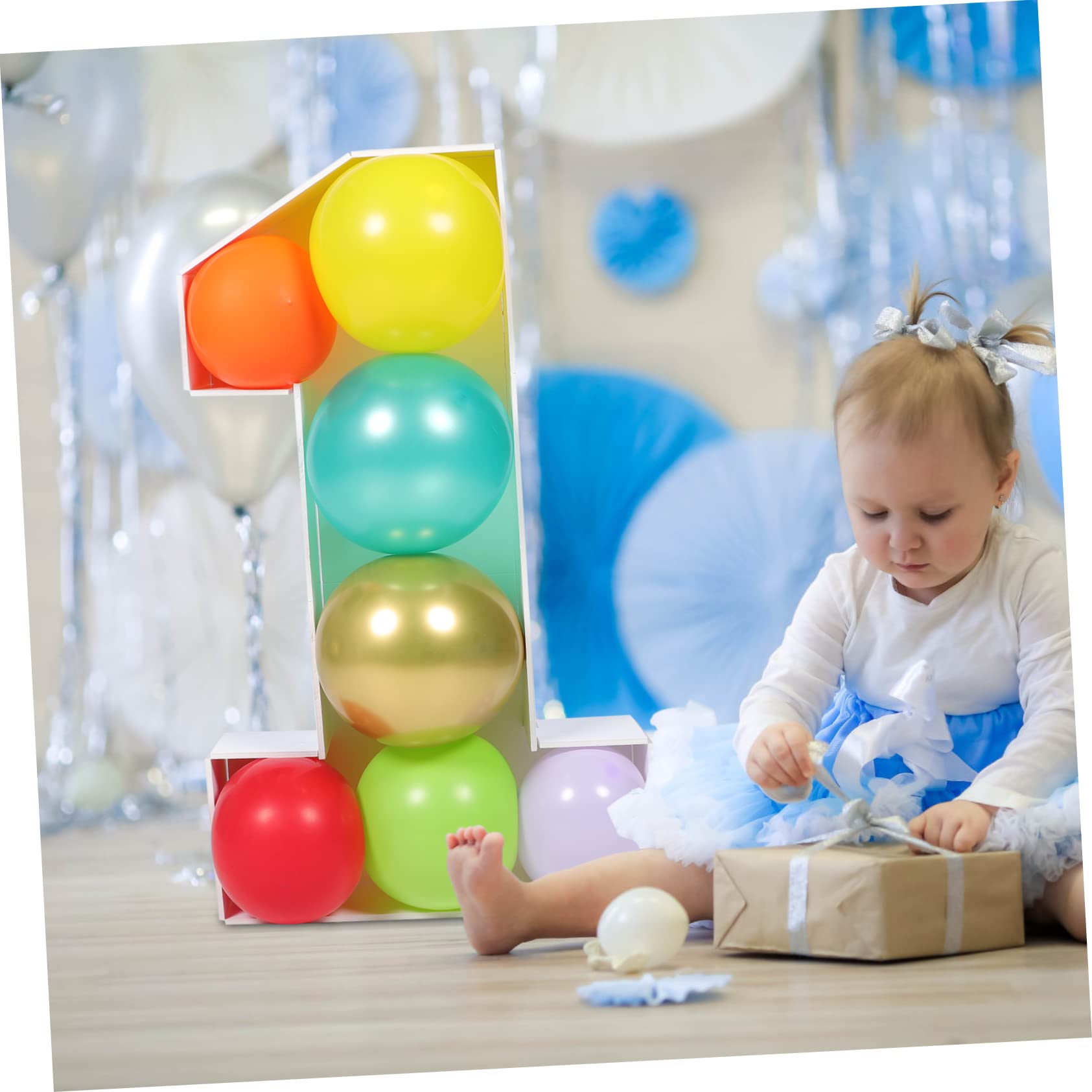 Cornice a Palloncino Numero 1 Bianca in Ps per Compleanno | Decorazione Primo Anno, Allestimento per Shower, Forma Cifra Singola per Feste di Bambine e Ragazzo Ragazza