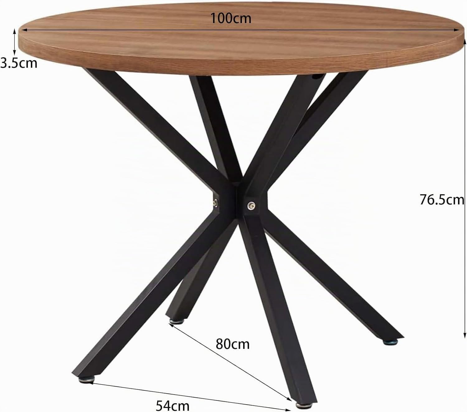 Juego de Mesa de Comedor Redonda de 100 cm con 4 Sillas de Tela de Lino, Conjunto Mesa y Sillas de Comedor para Comedor, Cocina y Salón (Madera Oscura+LX-Gris)