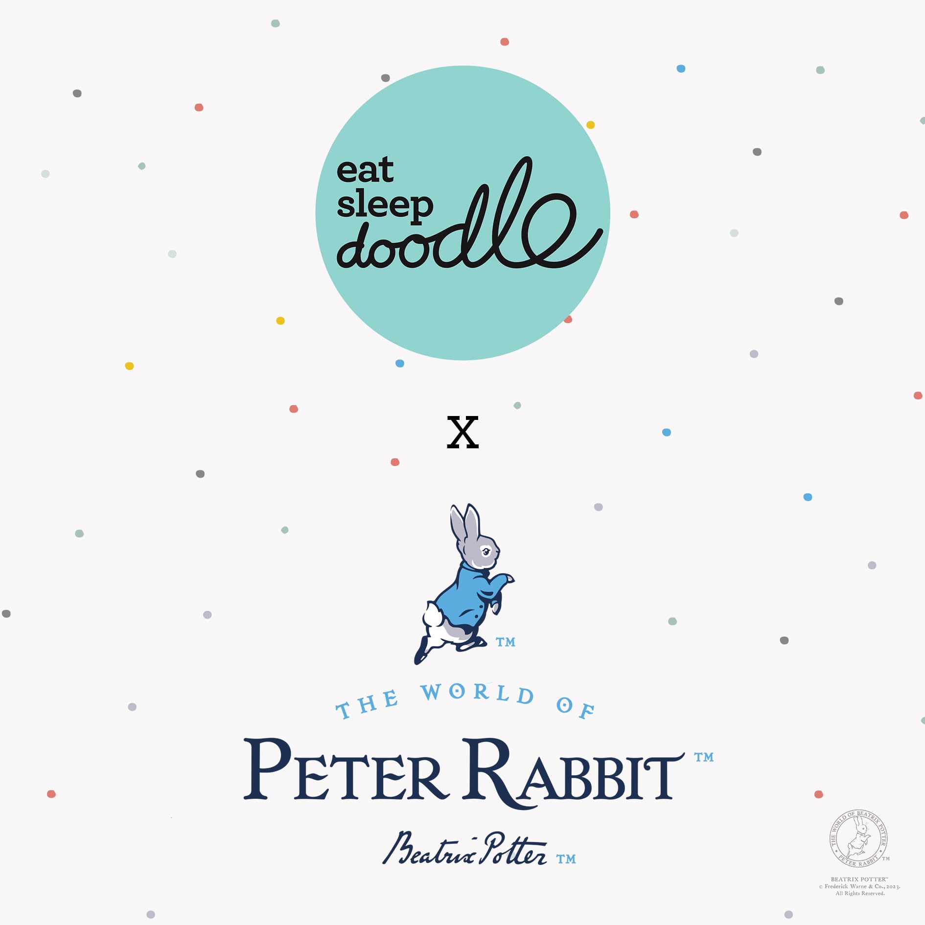 eatsleepdoodle Peter Rabbit and Friends - Tovaglietta da colorare per bambini con 10 pennarelli lavabili, 33 x 47 cm, tovaglietta da colorare Peter Rabbit, ultra lavabile e riutilizzabile