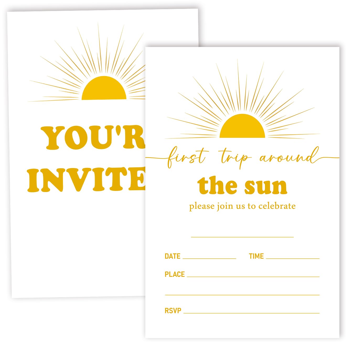 Nopoben 1st Birthday Party Invitation Cards For Girls Boys kids, First Trip Around the Sun Birthday Party Supplies Favors, 20 Fill-In Invitation Cards