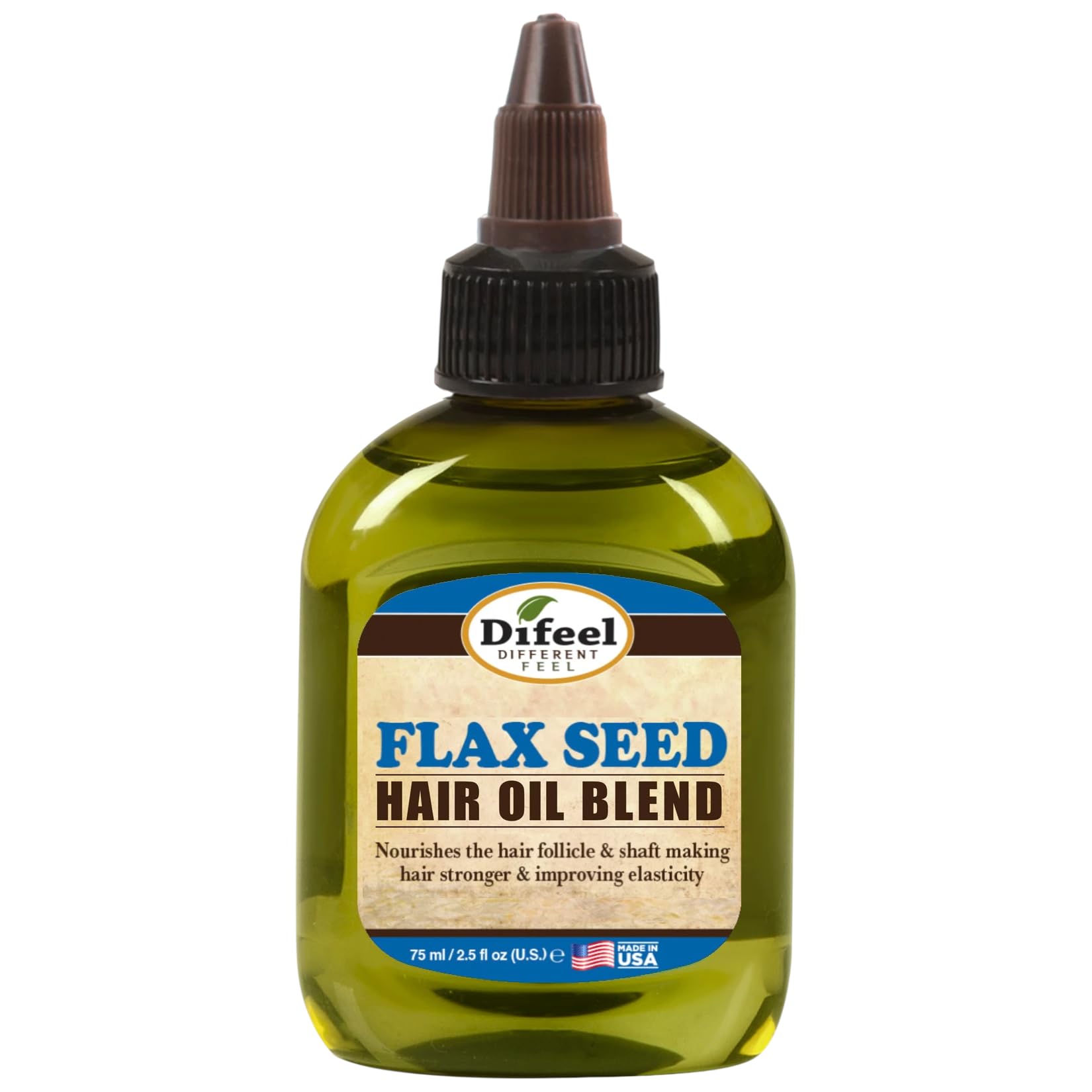 Difeel Flax Seed Hair Oil Blend - Travel Size 2.5 oz. - Strengthening & Moisturizing Hair Oil Treatment