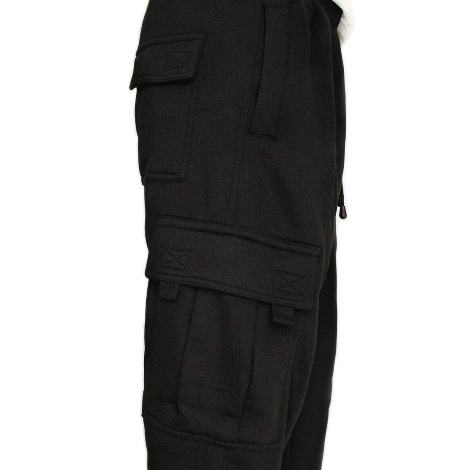 Men's Cargo Sweatpants Open Bottom Fleece Hiking Jogger Cargo Sweatpants for Men with Pockets
