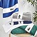 Lacoste Sport Stripe 6-Piece Luxury Cotton Towel Set – Made with 100% Soft Supima Cotton, Absorbent & Quick-Drying, Includes 2 Bath Towels, 2 Hand Towels, 2 Washcloths, Navy