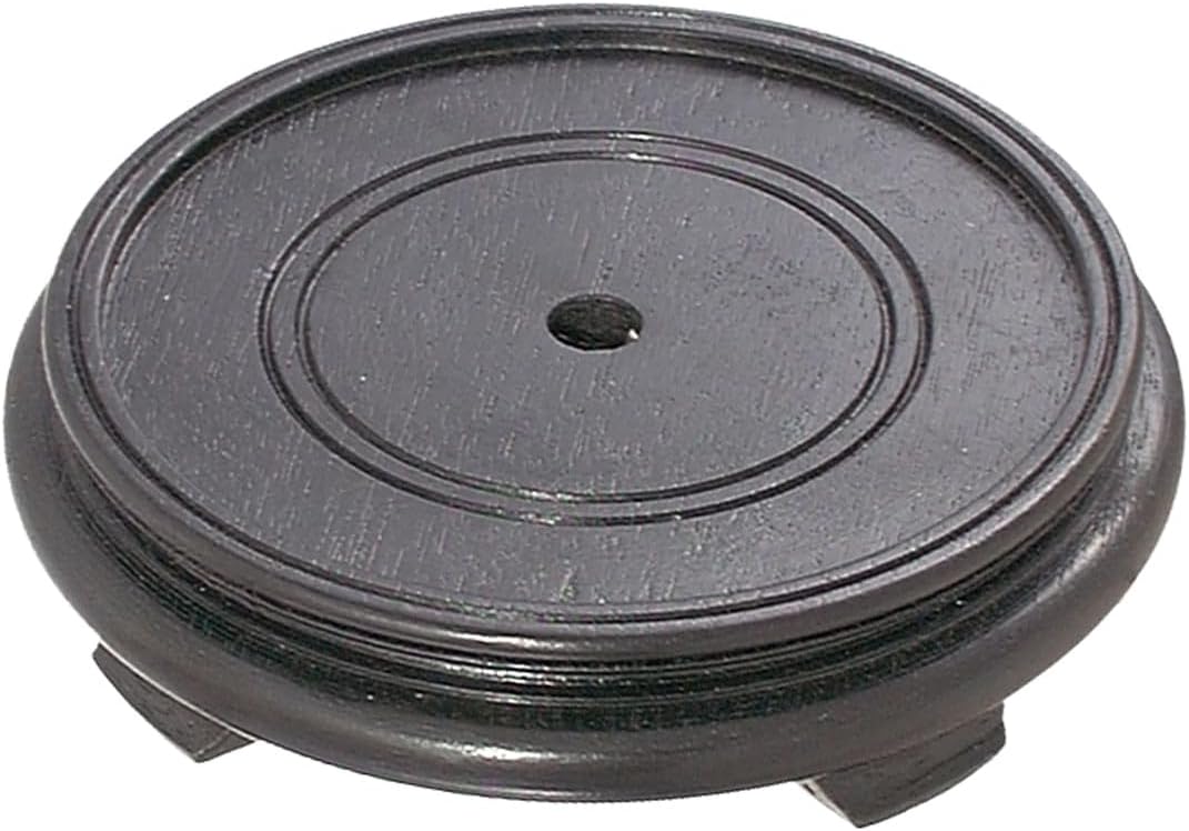 B&P Lamp® 4 Inch Top Inset Diameter Oriental Wooden Base, Waxed Black Finish