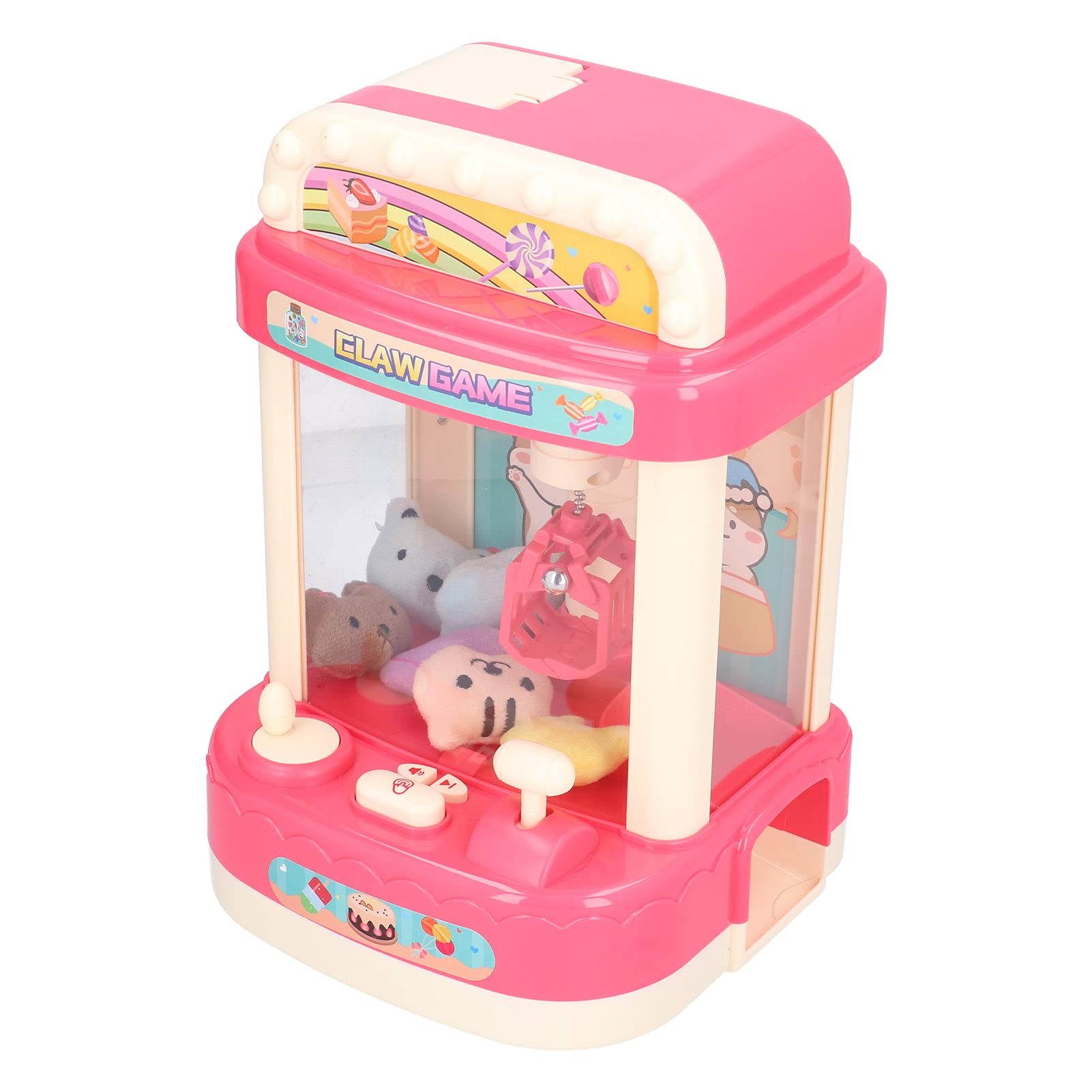 Macchina per Bambole con Artigli per Bambini Divertente Mini Gioco di Presa Giocattolo per Bambini Festa di Compleanno Materiale ABS con Suono e Luce (Mini macchina per bambole rosa