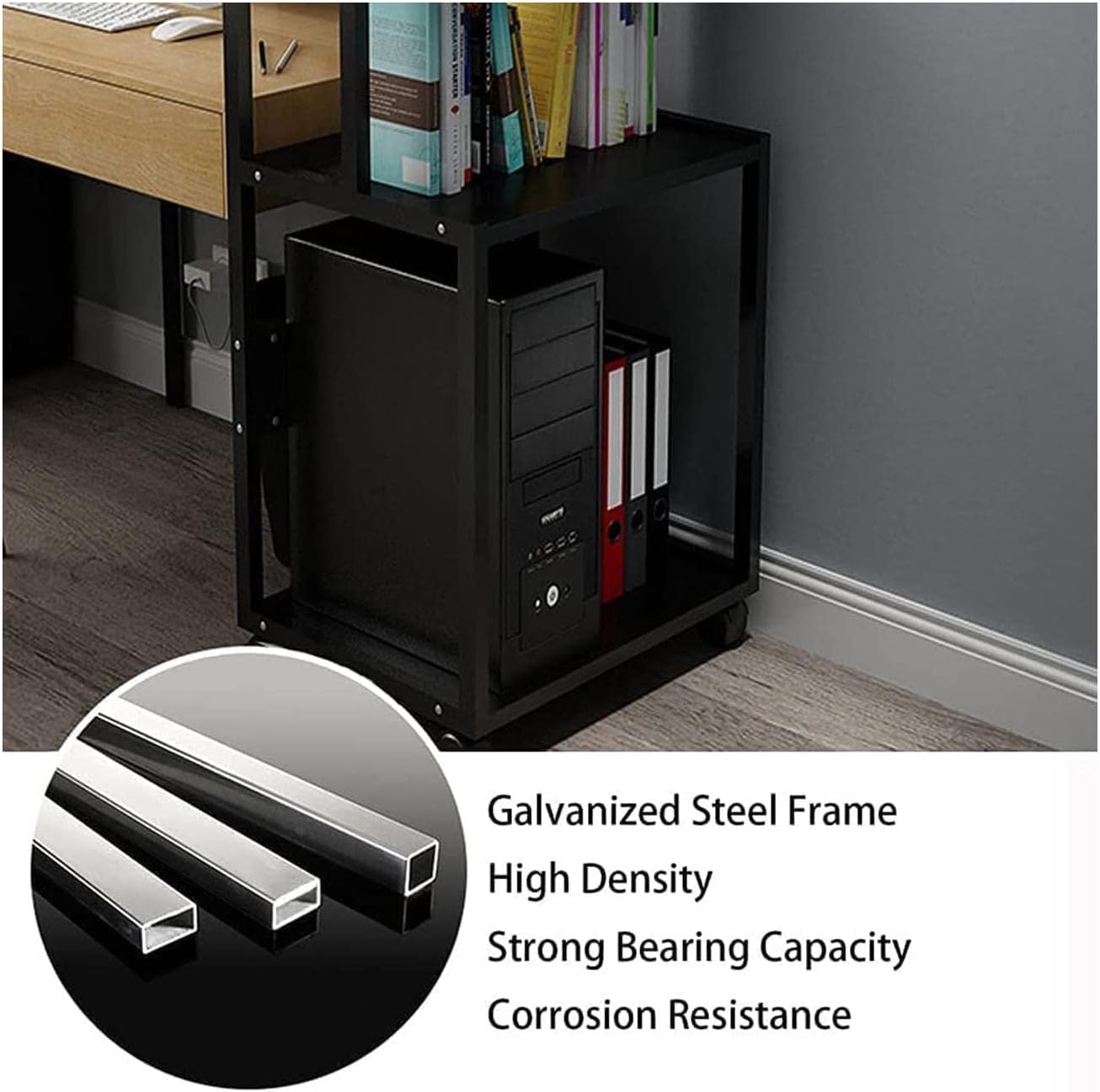 Supporto Stampante Scaffale per Stampante Mobile con Supporto per A 3 Livelli 4 Ruote E Ripiano Carrello per Moderno per L'home Office per Ufficio