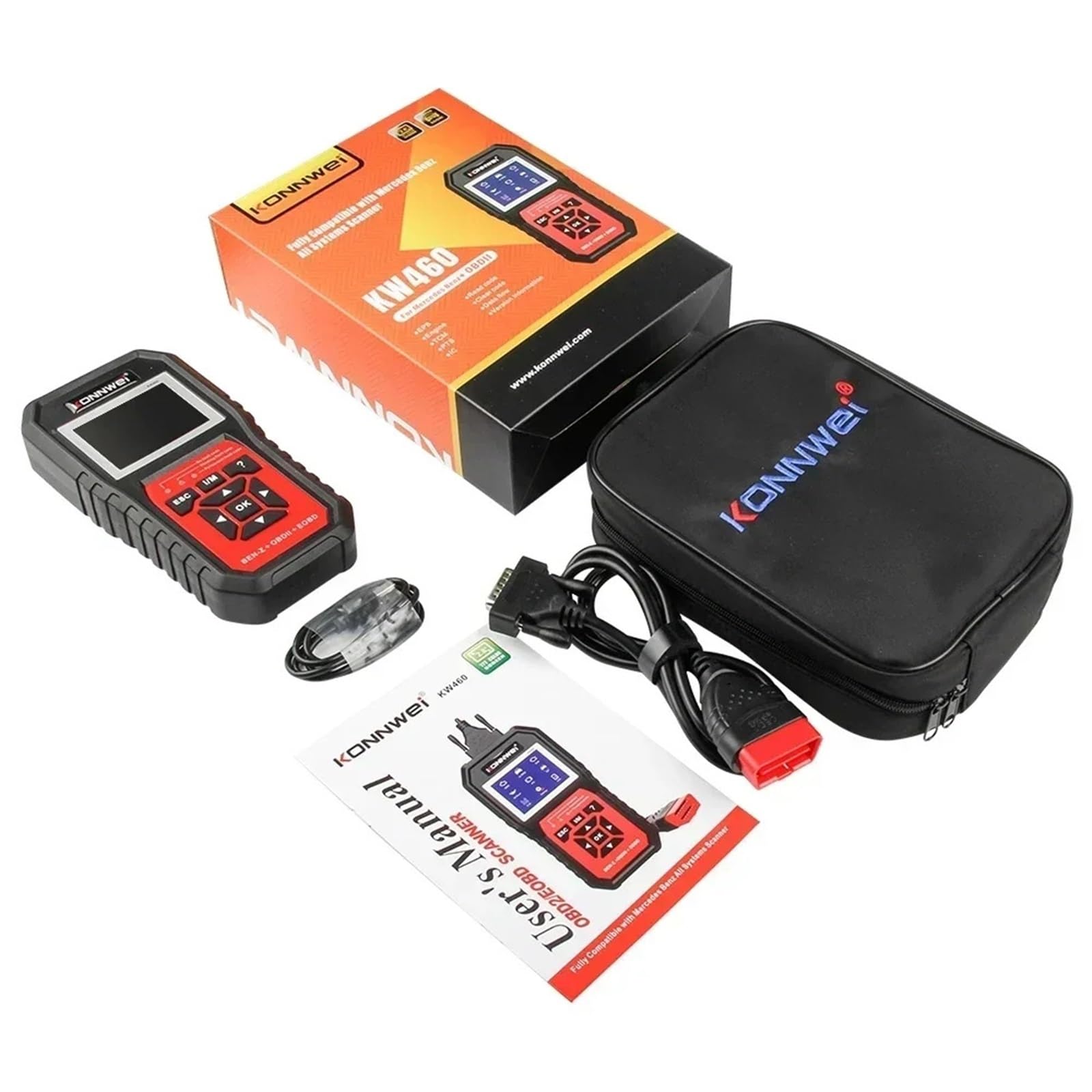 Professional OBD2 Scanner KW460 Code Reader for ABS Airbag Oil EPB DPF SRS TPMS Reset Car Diagnostic Tool