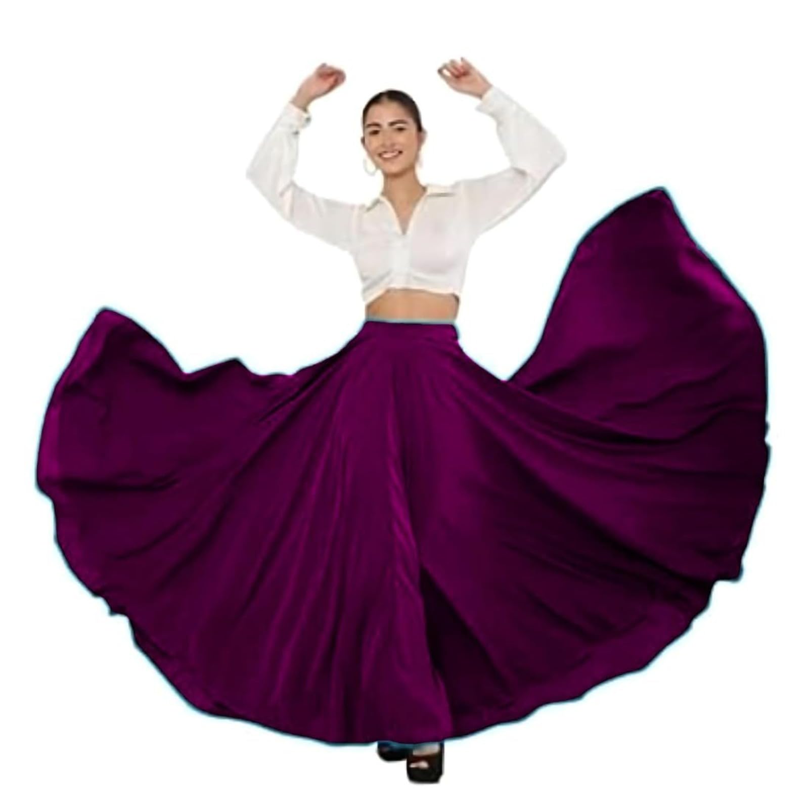 Women's American Crepe Flared A Line Stitched Long Skirt with 12 Mtr Flare 40 in Height | Skirts for Women Long Length