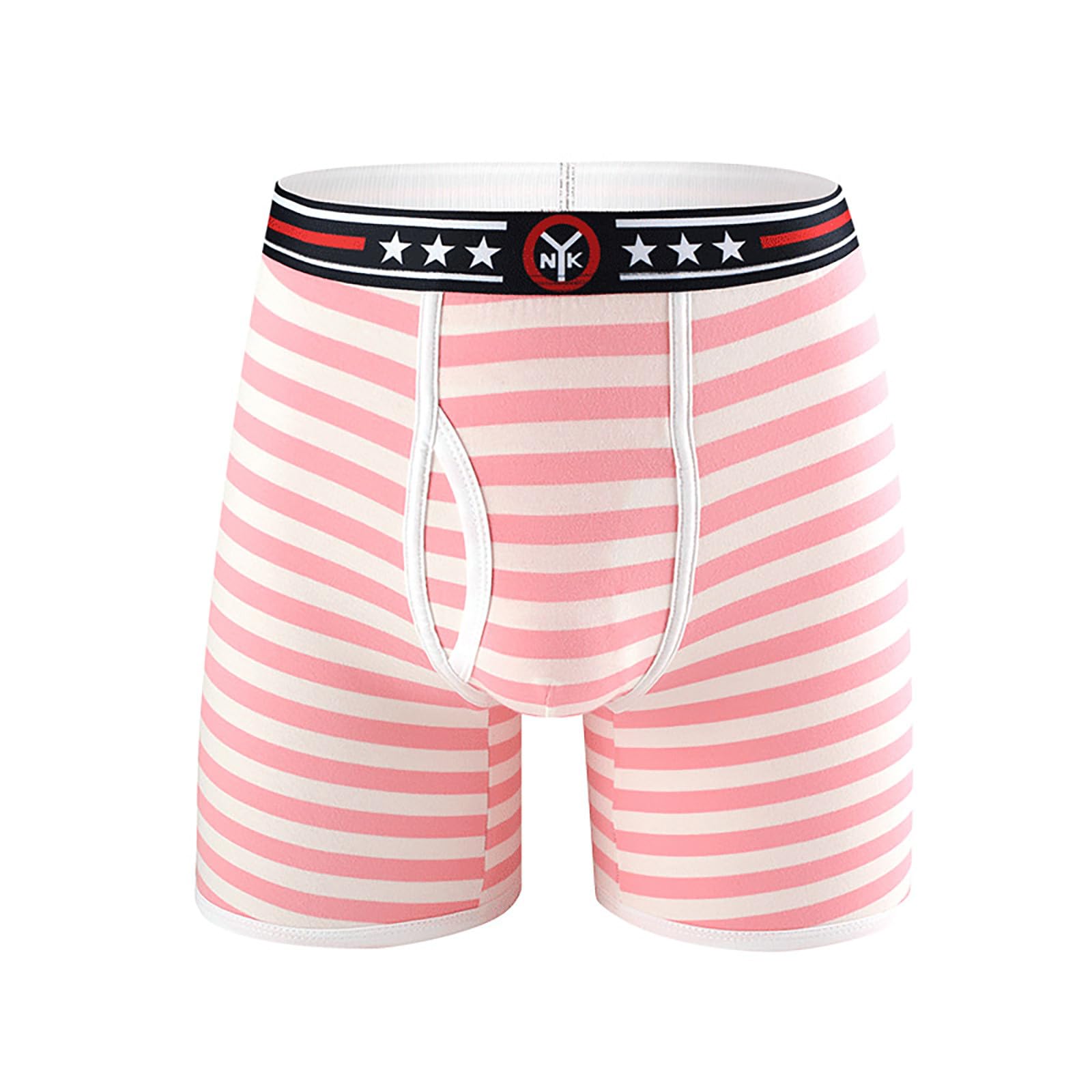 Mens Striped Underwear Classic Boxers Soft Loose Comfortable Breathable Boxer Lounge Loose Stretch Short Pink