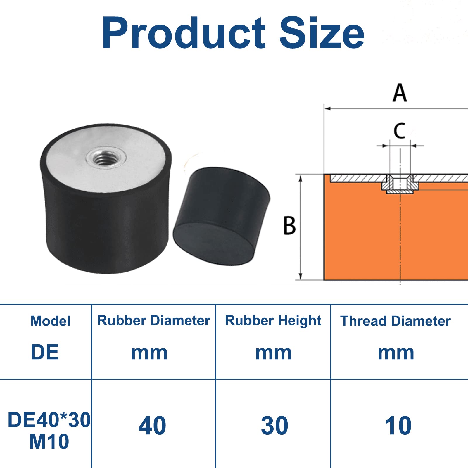 M10 Rubber Studs Shock Absorber Anti-Vibration Isolator Mounts 4 Pack Rubber Cylindrical Vibration Isolation Mount For Air Compressors Garage Pump Car Motor Diesel Engines With 8pcs Non Slip Nuts - View #4