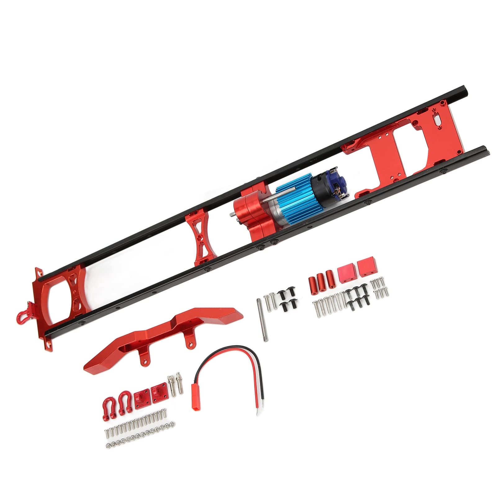 Chasis de metal Wangcmcol RC para mejorar el modelo de coche, aleación de aluminio ligera y duradera, diseño realista altamente simulado, fácil de instalar y desmontar. (Rojo)