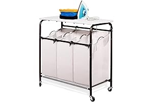 Ollieroo Classic Rolling Laundry Sorter Cart with Ironing Board