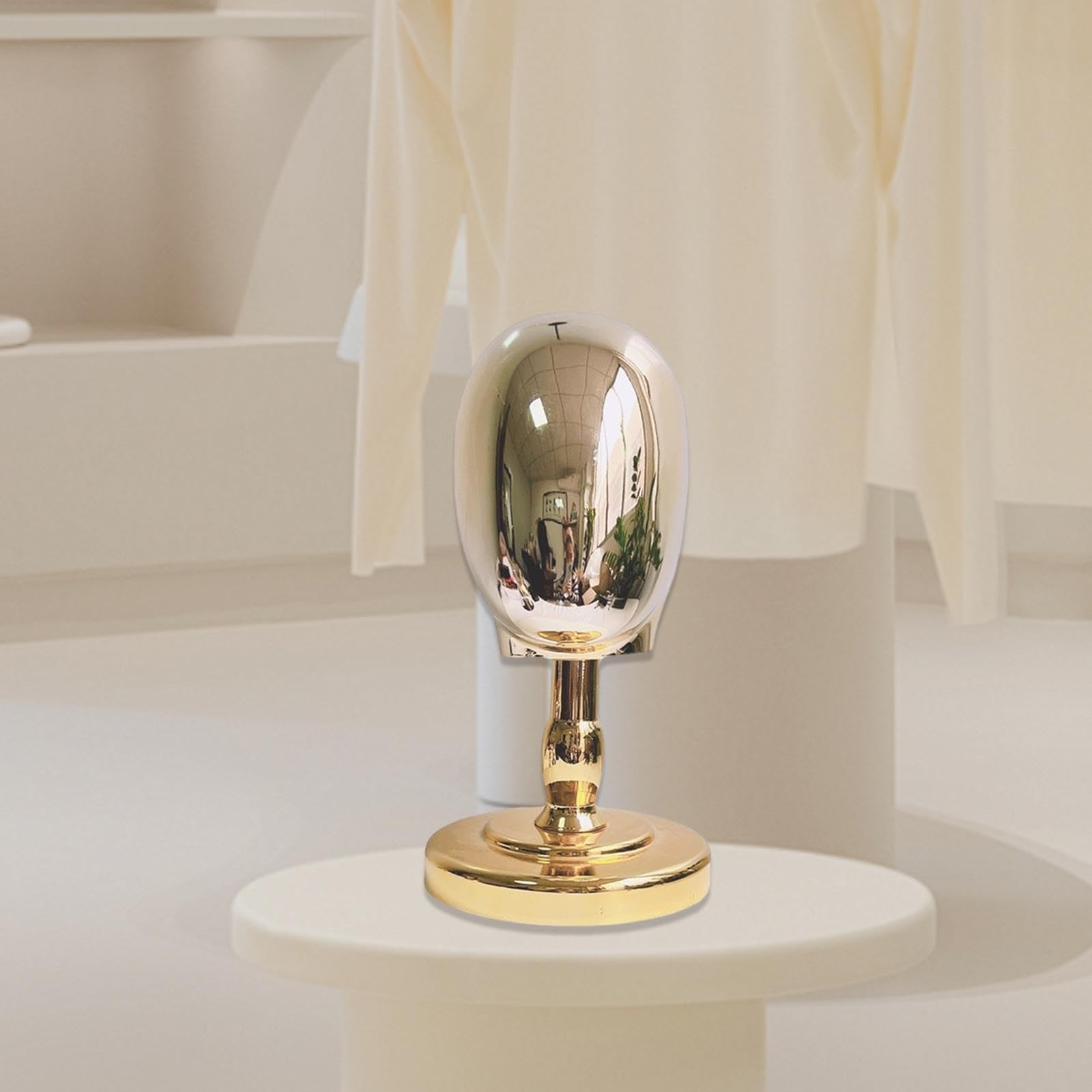 Manichino Testa per Parrucche Stand Cappelli con Base Separabile Realizzato in Pp Adatto a Mostre Donazioni Decorazioni Interne, oro