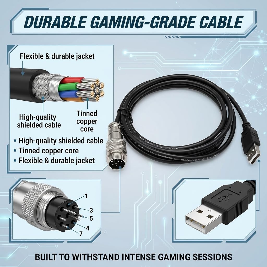 USB Male to DIN 9-Pin DIN9 Male Data Cable for Thrustmaster TH8A TSSH MOD+Handbrake Computerized Inline Cable 1.8 Meters
