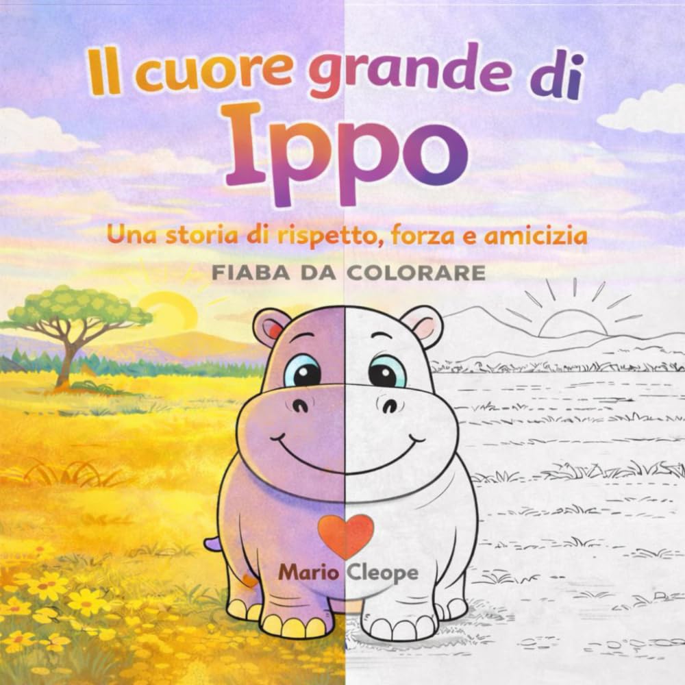 IL CUORE GRANDE DELL’IPPOPOTAMO: Una storia di rispetto, forza e amicizia - FIABA DA COLORARE