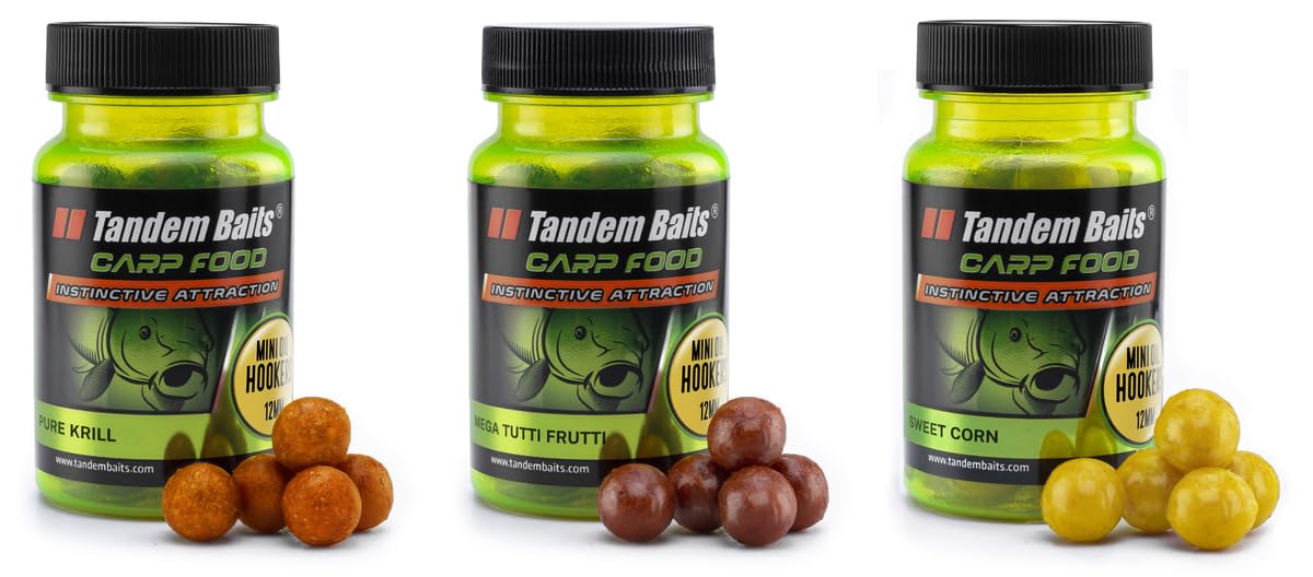 Tandem Baits 3x Carp Food Mini Oil Hookers Flavour Mix No. 2 | Carp Hook Baits | Carp Fishing Without Effort | Bait for Big Fish Fishing | Carp Accessories for Professionals & Hobby Anglers 12 mm 50 g
