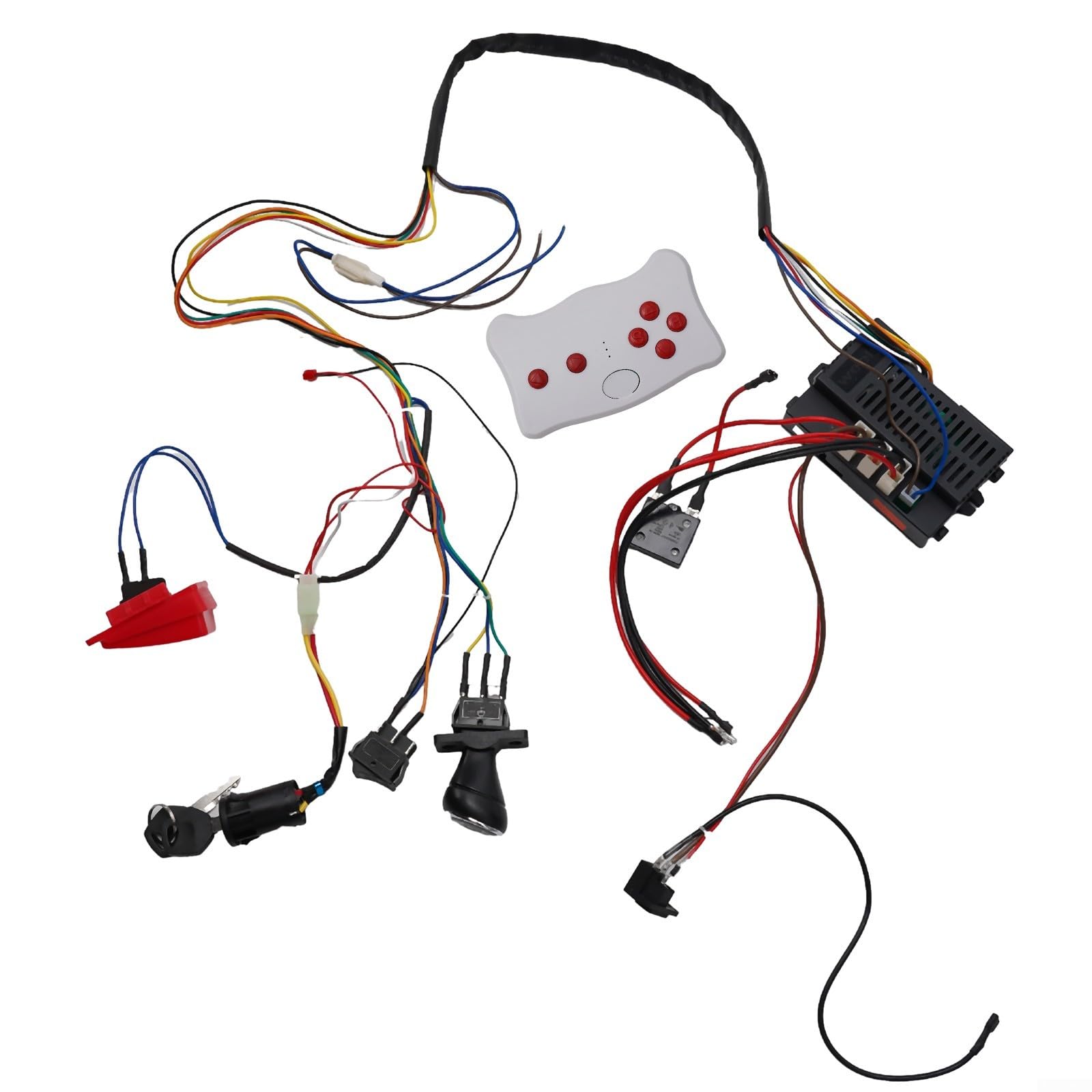 6V/12/24V Kids Electric Vehicle Wire and Switch Kit with Remote Control, DIY Wire Switch Receiver RC Kit, Self-Made Electric Ride On Car Accessories(RX23 12V A)