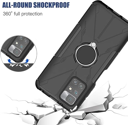 Miniatura 7 de Funda de teléfono para Redmi 10 (20212022)  Redmi 10 Prime 211211119SG con protector de pantalla de vidrio templado, soporte de anillo de metal con