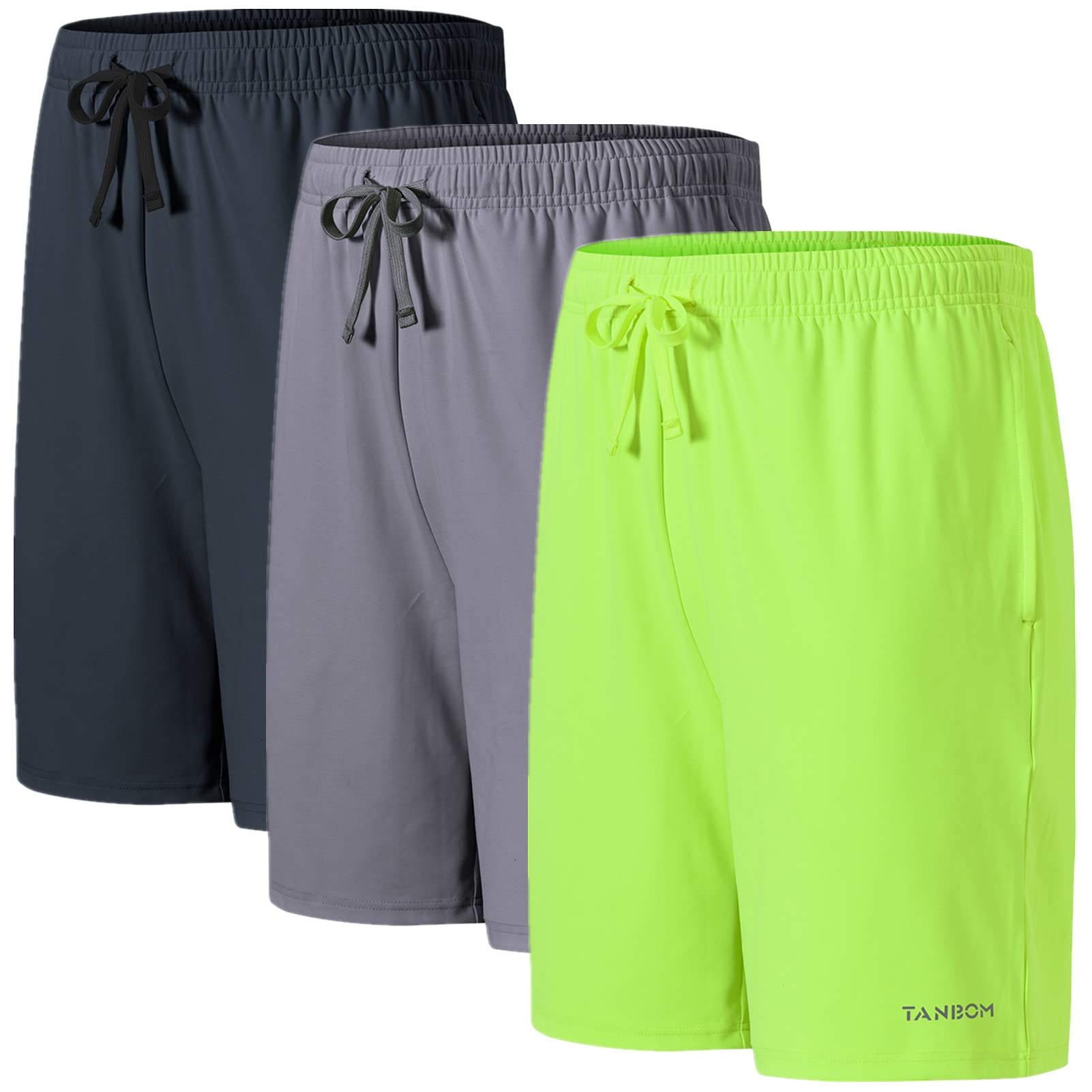 ZONBAILON Mens Drawstring Gym Shorts Deep Pockets 7 Inch Athletic Basketball Shorts Pack
