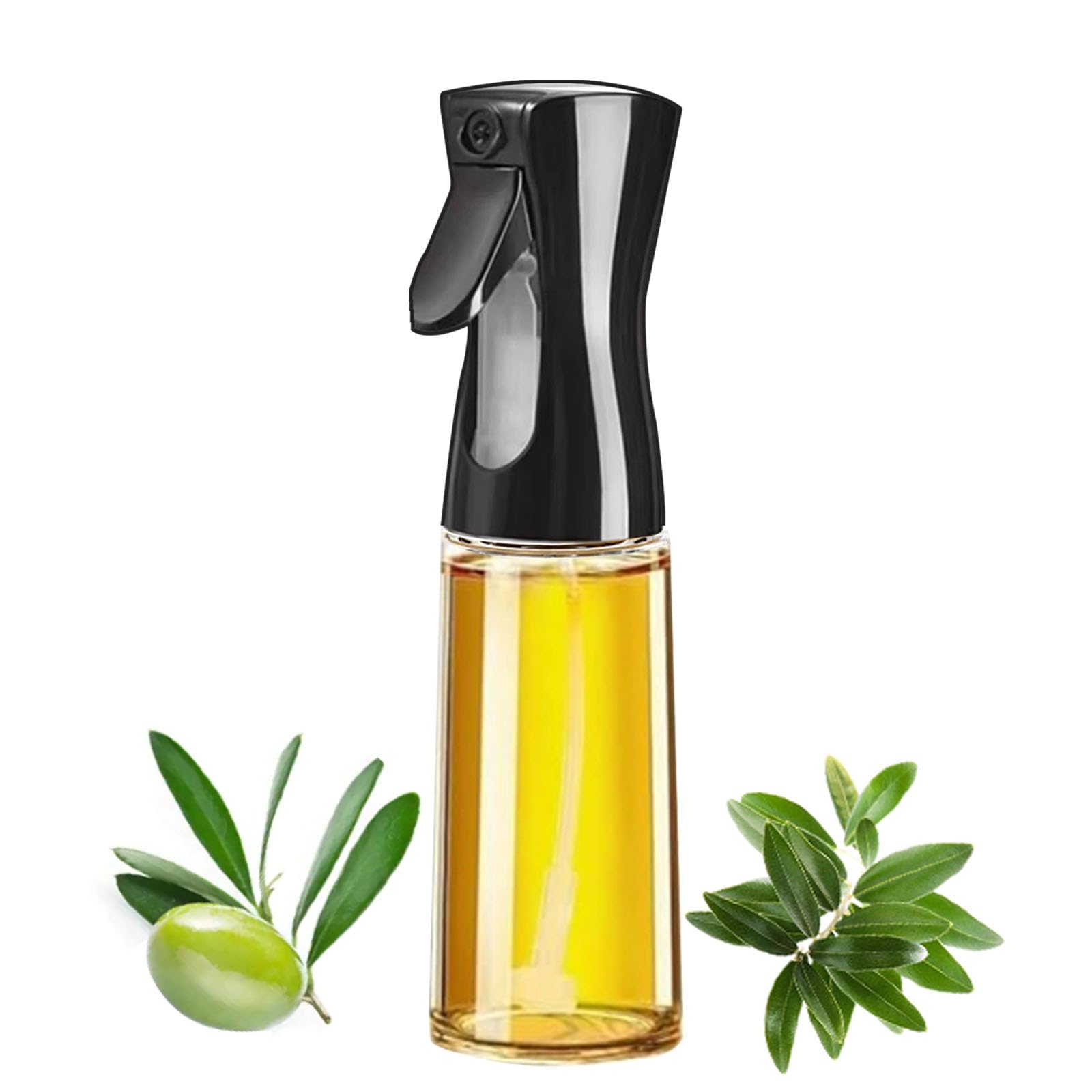 ROHGAO Oil Sprayer for Cooking -200ml Glass Olive Oil Sprayer, Cooking Sprayer, Kitchen Gadgets for Air Fryer, Canola Oil Spritzer, Widely Used for Salad Making, Baking, Frying, BBQ (Black)