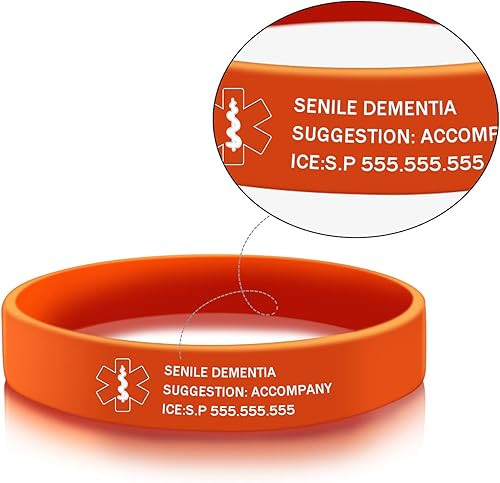 Miniatura 10 de Pulseras de alerta médica personalizadas, de goma de silicona, pulseras de identificación de emergencia, impermeables, personalizadas, grabado, para