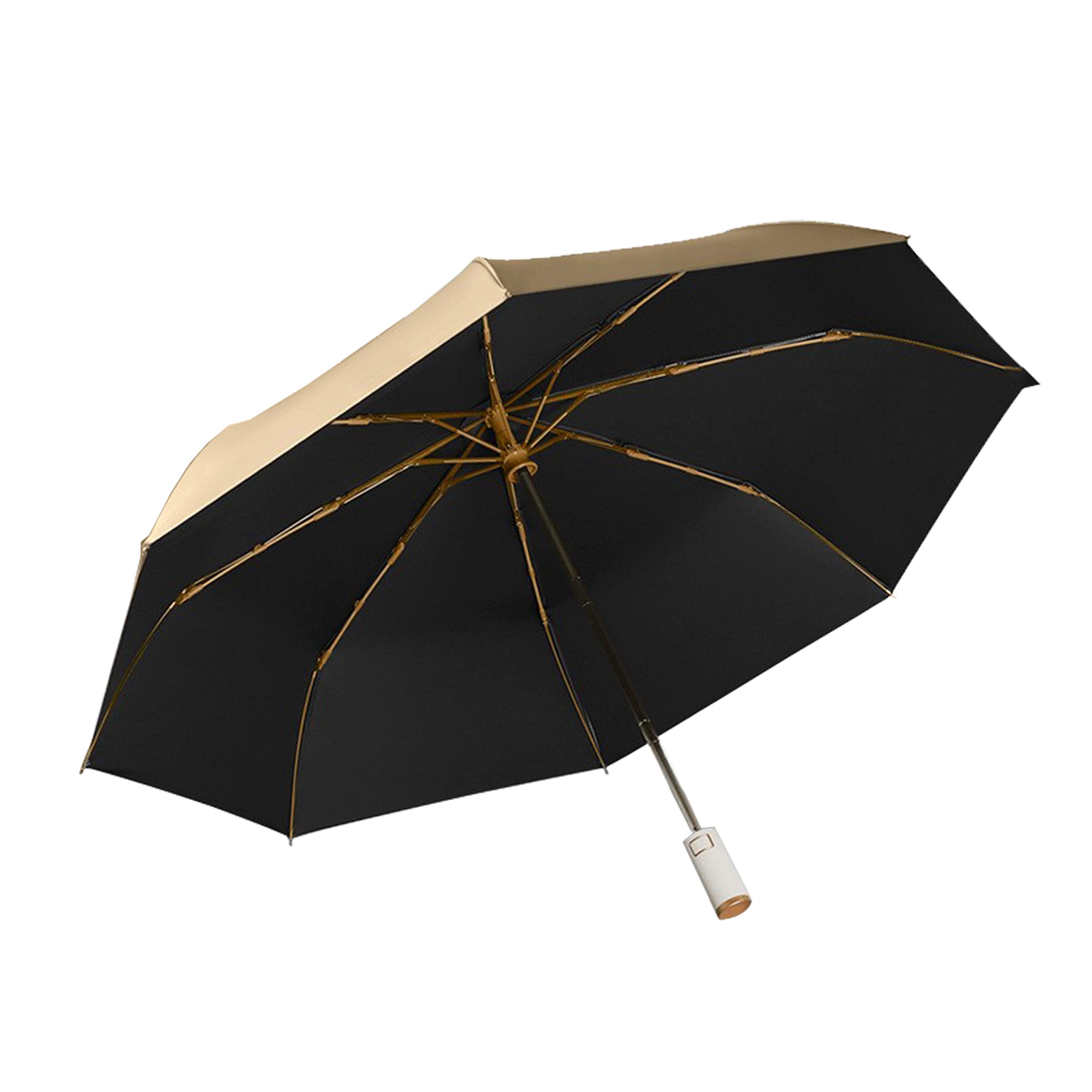 Mini Golden Travel Umbrella,Uv Protection Compact Small Folding Umbrella,Sun Rain,Lightweight Portable,Backpack Necessary