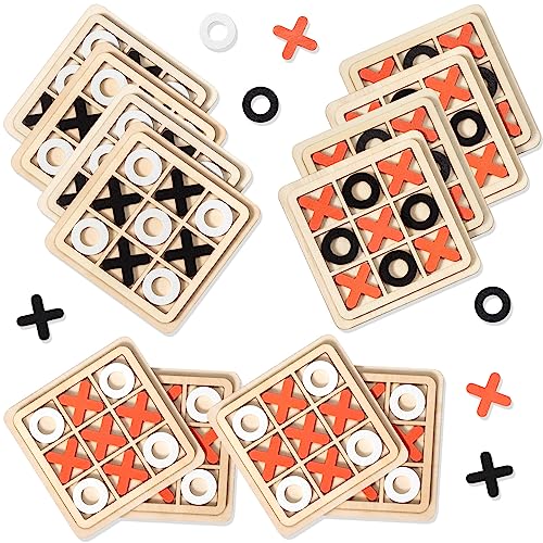 12 Piezas Mini Juego de Tres en Raya de Madera miniatura 5