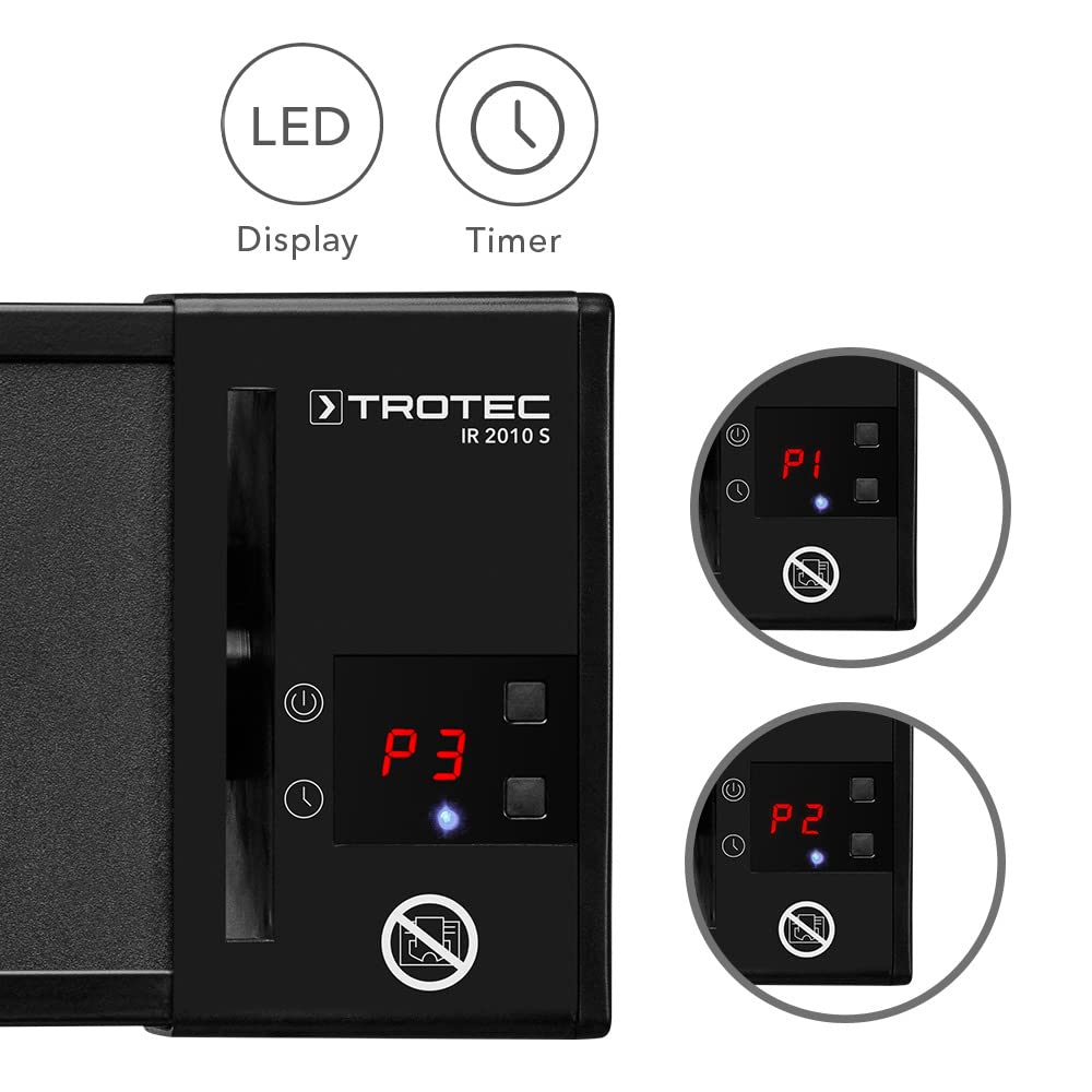 TROTEC IR 2010 S calefactor infrarrojo 2.000 W para hogar, taller y garaje