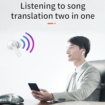 Y113 Language Translator Earbuds, 144 Language Translator Device with Speakers, Bluetooth Noise Reduction Translator Device for Travel & Business, Fit for OS X Android