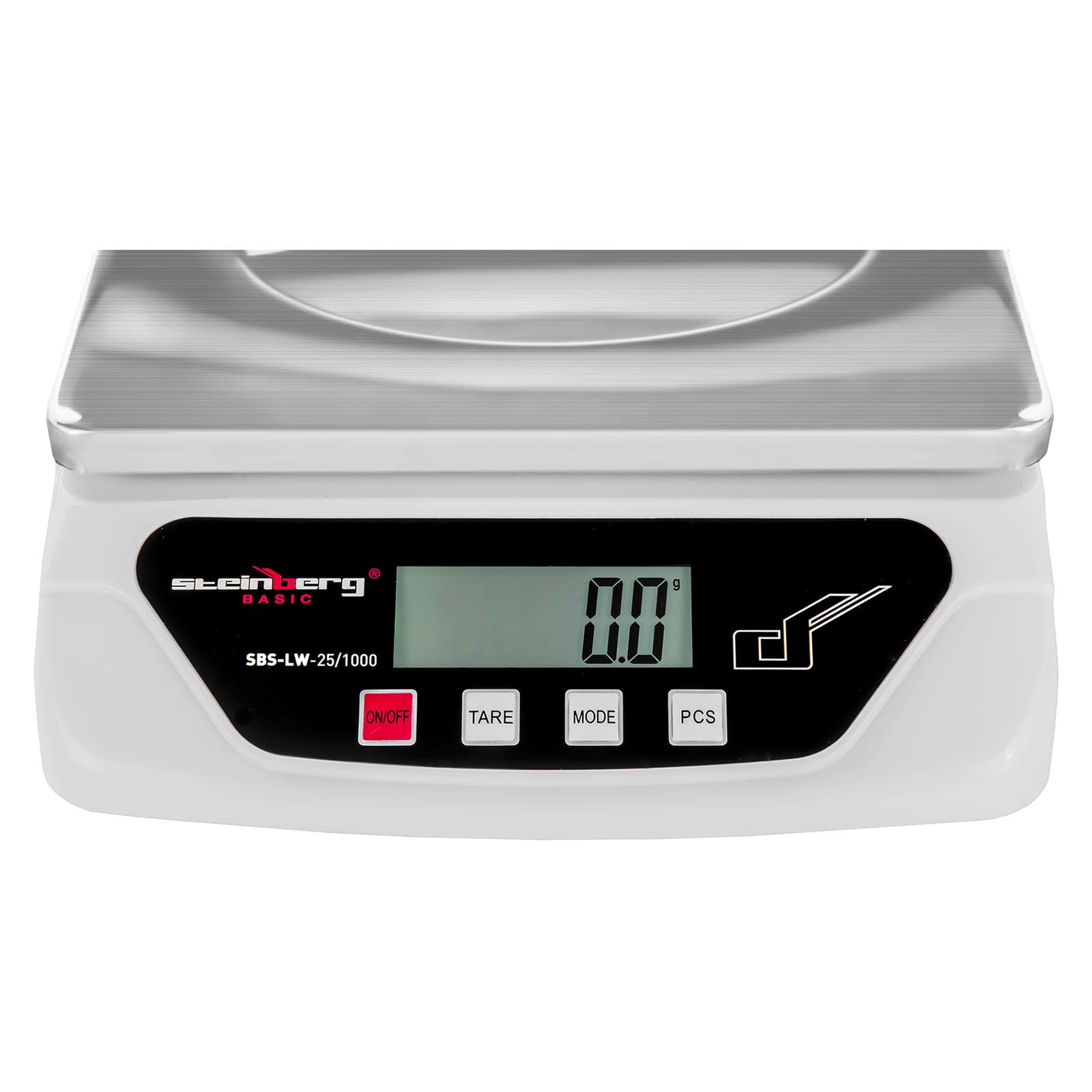 Steinberg BASIC SBS-LW-10/500 Bilancia Elettronica Bilancia Digitale Pesalettere (10 kg / 0,5 g, Schermo LCD Retroilluminazione, Alimentazione 2 Batterie AA o Adattatore AC/DC ADAPTER 6V) Argento