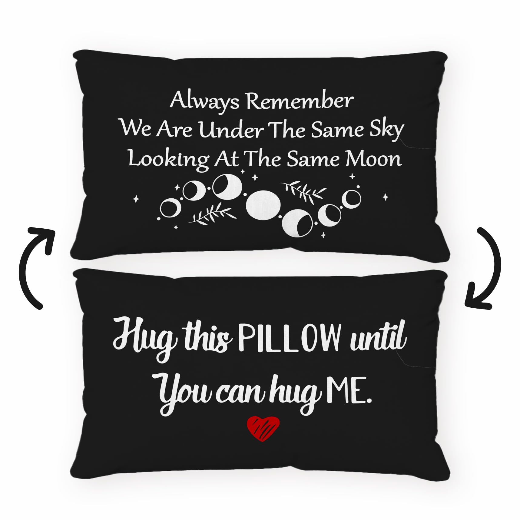 Long Distance Relationship Gifts Always Remember We are Under The Same Sky Reversible Decor Throw Pillow Case Decor for Home Bedroom,12''x20''Black Pillow case,Gift for Boyfriend,Girlfri (black-3)