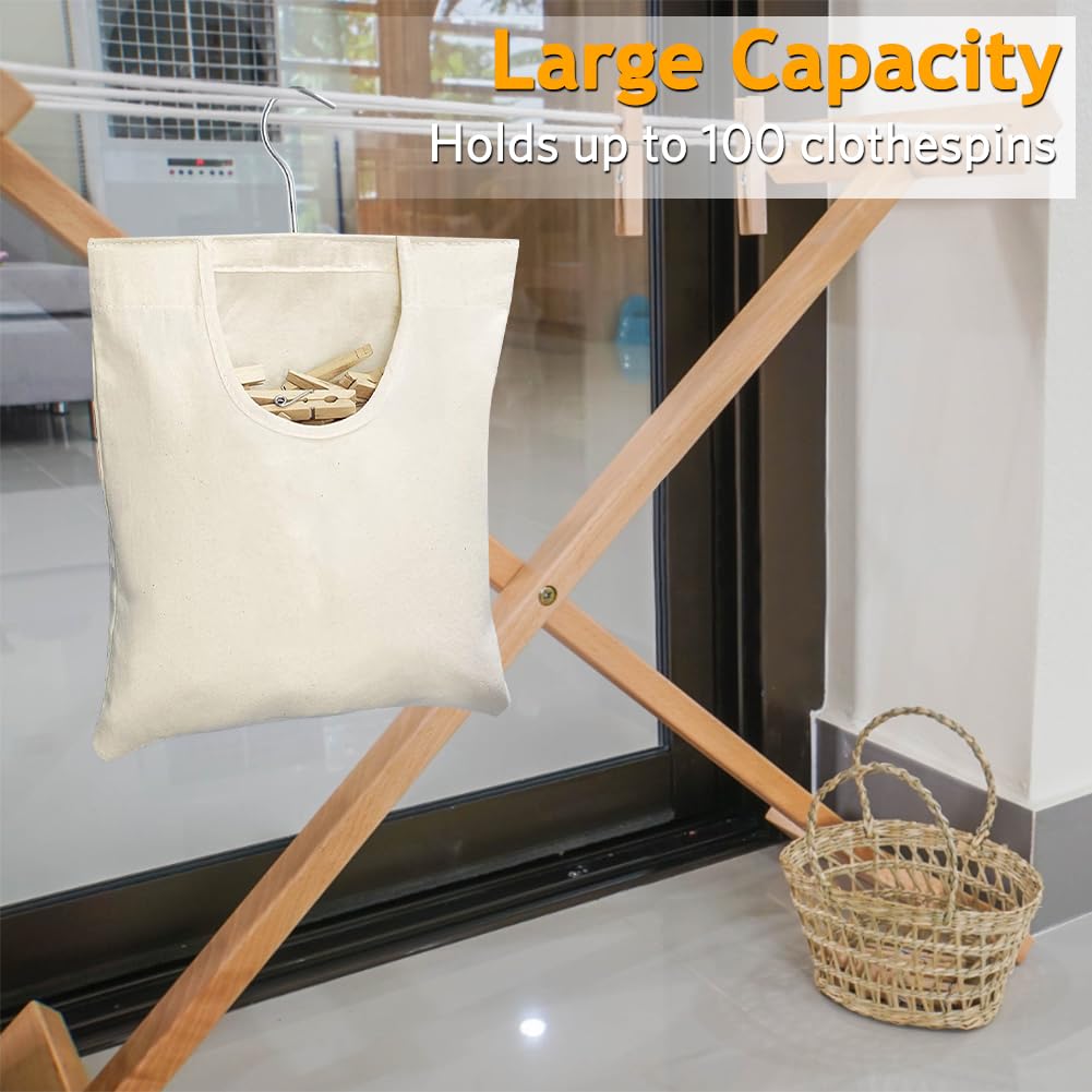 Tulov Pack of 2 Clothespin Bags, 32 x 27 cm Clothes Peg Bag, Holds 100 Clothespins - Image 3