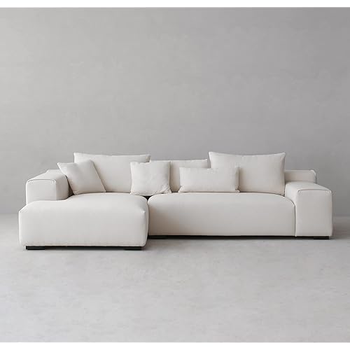 Acanva Modern Oversized Modular L Shaped Sectional Sofa Set for Living Room, Minimalist Style Comfy 4-Seat Corner Couch, Left Chaise,Boucle