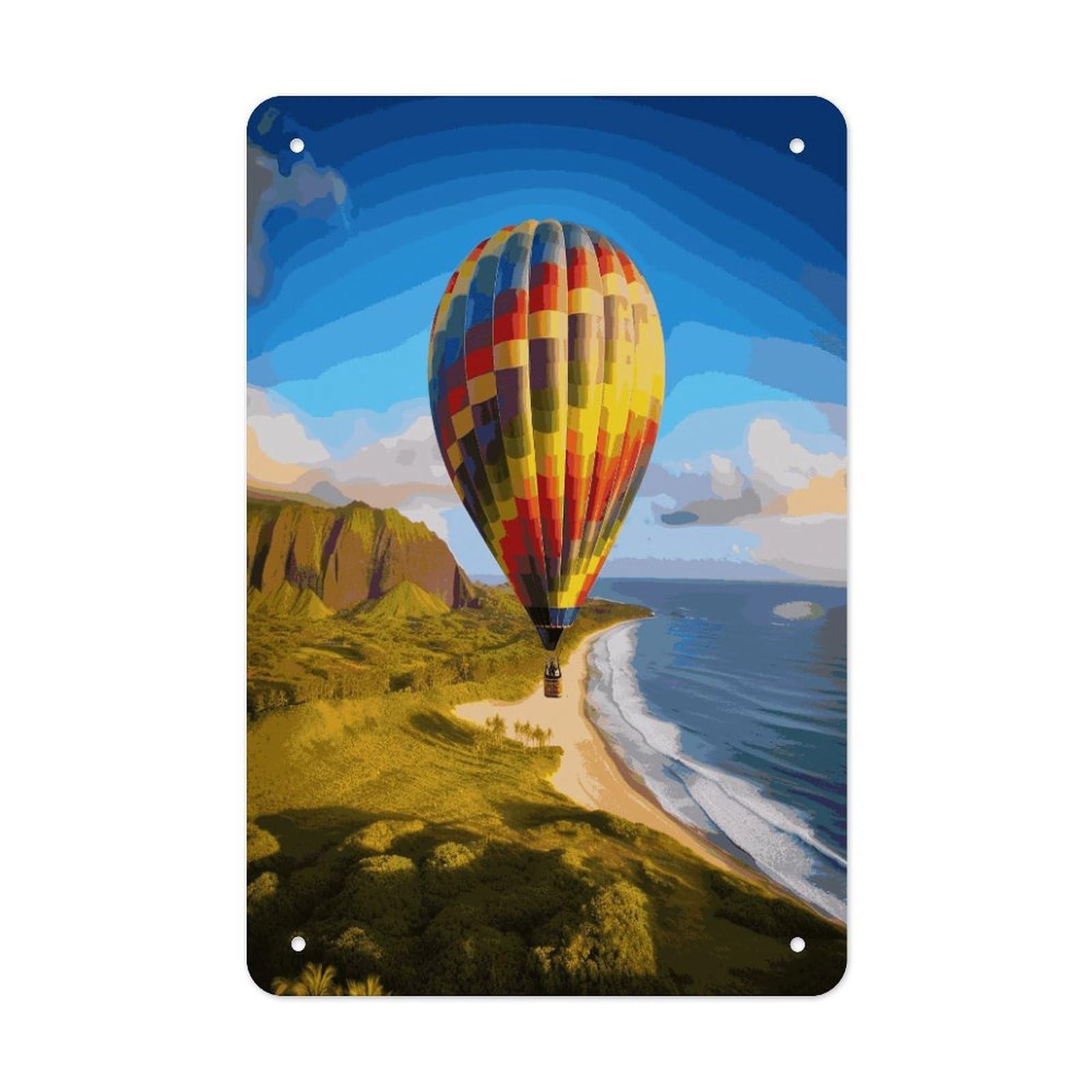 Btcowzrv Style Hawaii Hot Air Balloon Metal Tin Sign Wall Decor Hanging Plaque