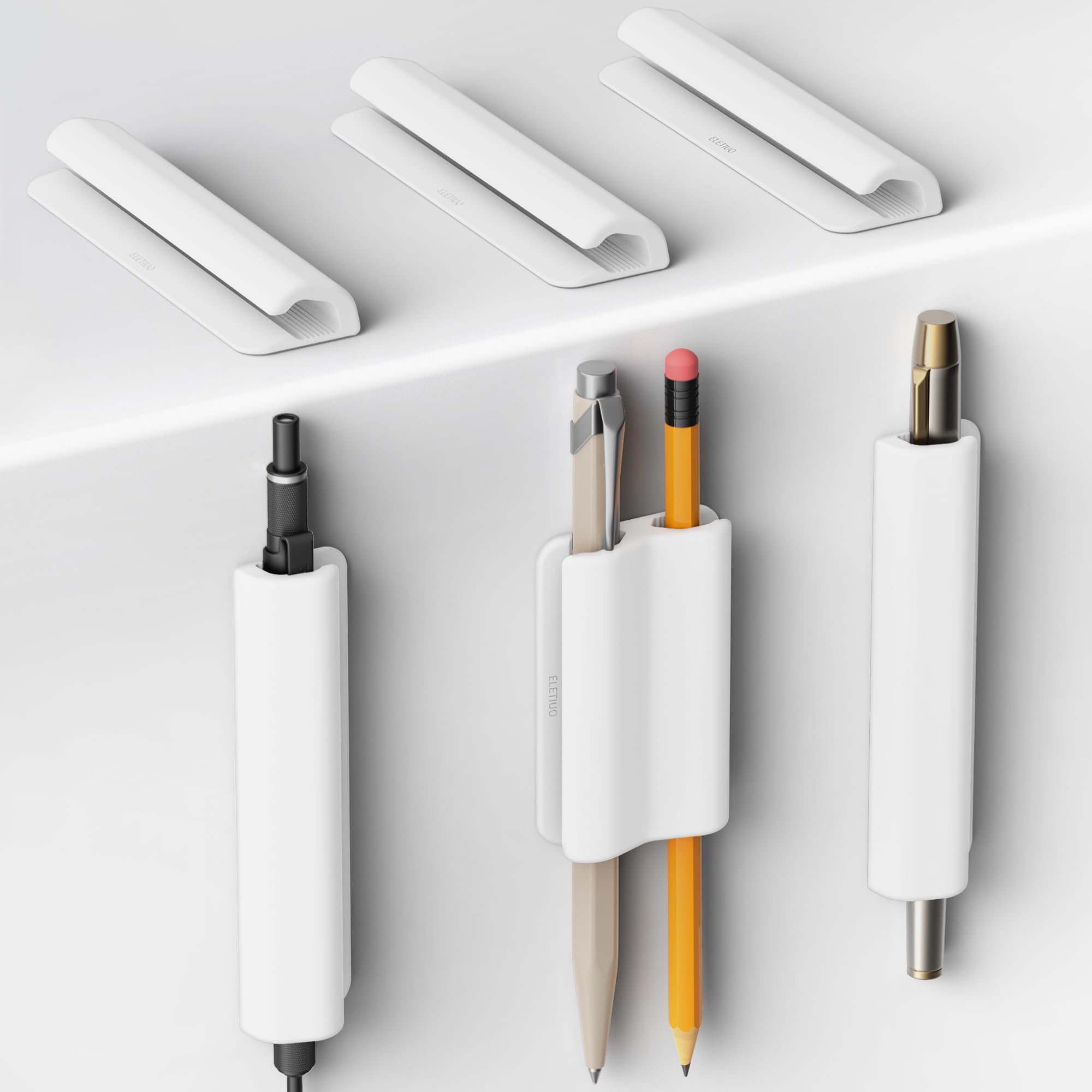 6-Pack Silicone Pen Holder with Single & Double Slots,Self-Adhesive Design for Desk,Wall, Fridge,Whiteboard,Clipboard,Anti-slip texture Pen Clip for