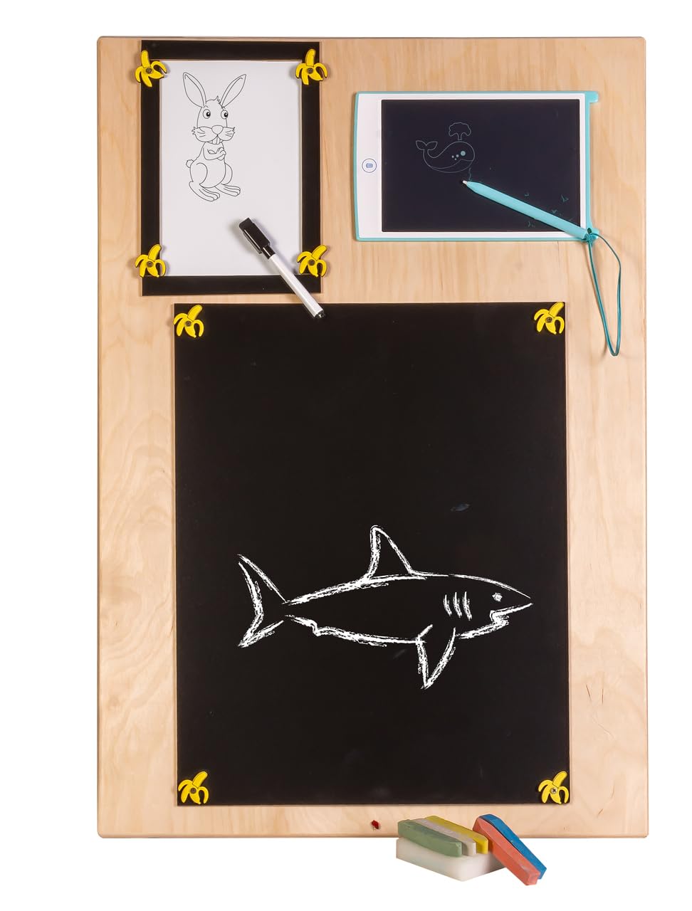 Leo - Quadro di attività sensoriale Montessori Busy Board in legno autoportante double face naturale Zoo 75 cm