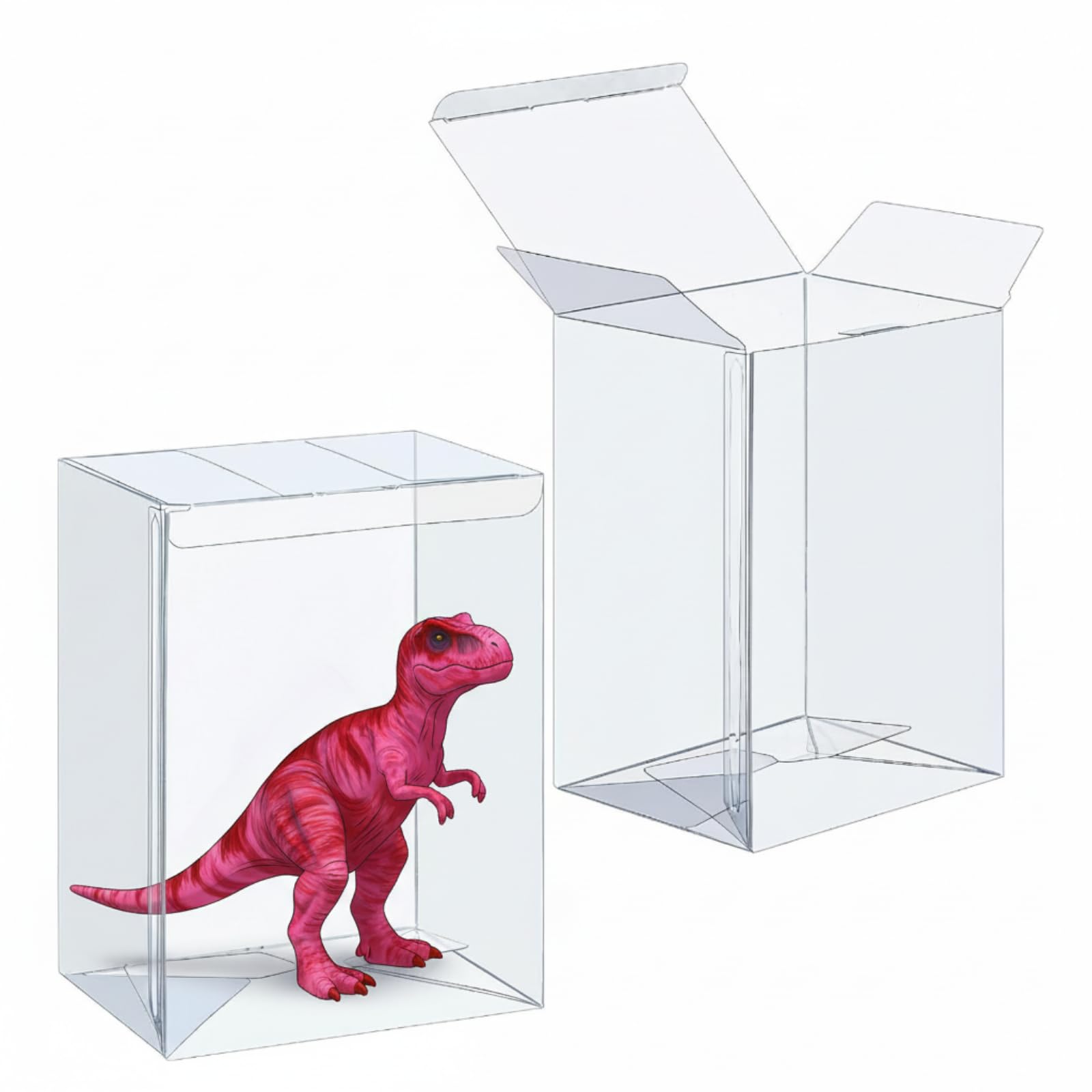 Jetec 30 Pcs Clear Plastic Toy Protector Case 4 Inch Toy Display Vinyl Collectible Figure Display Case Toy Clear Soft Protector Box for Toy Protection