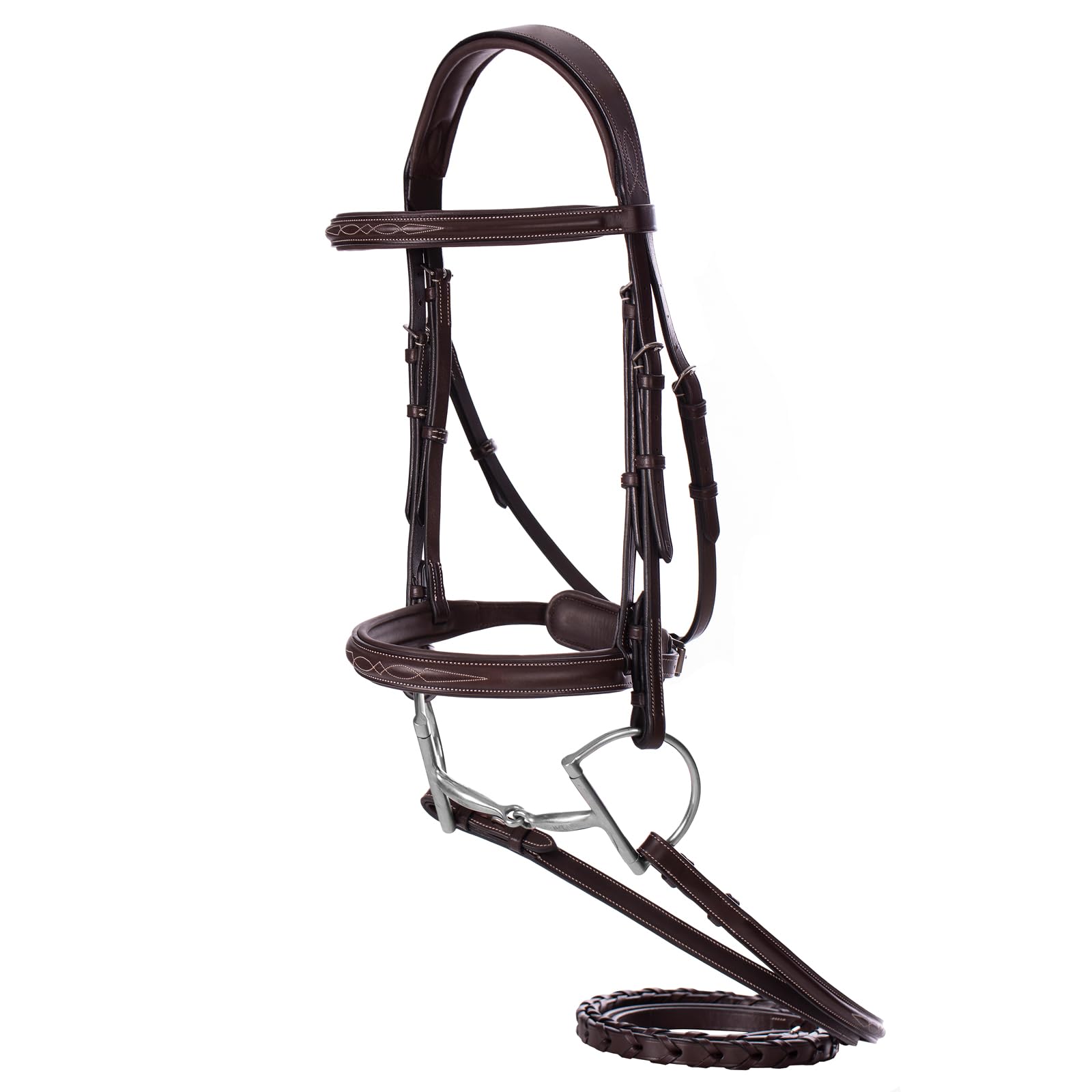 Equinavia Valkyrie Fancy Stitched Padded Pony Bridle with Hunter Style - Chocolate Brown - Pony