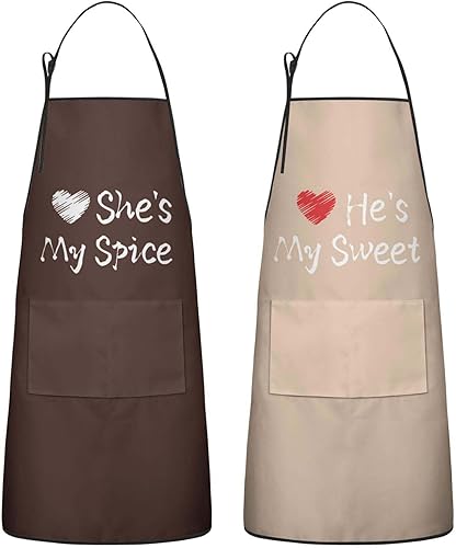 Miniatura 1 de BOOWEATS Delantal de cocina para parejas, para él y para ella, juego de delantales de regalo para el día de San Valentín, divertido delantal de chef