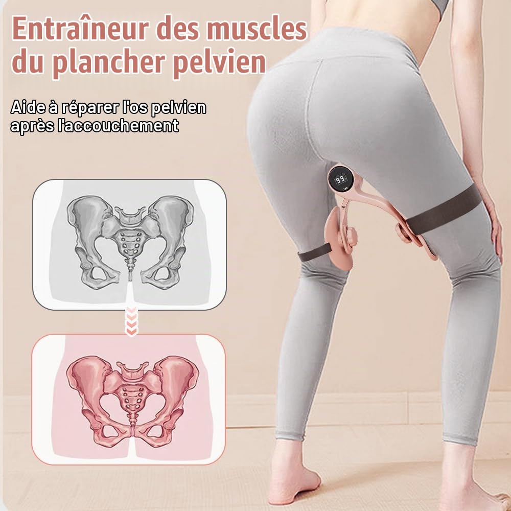 Entraîneur de Muscle Pelvien, Hip Trainer Exerciseur, Entraîneur de Cuisse avec Compteur & Réglage, Entraîneur de Hanches, Entraîneur du Périnée, Récupération Post-Partum(Purple)