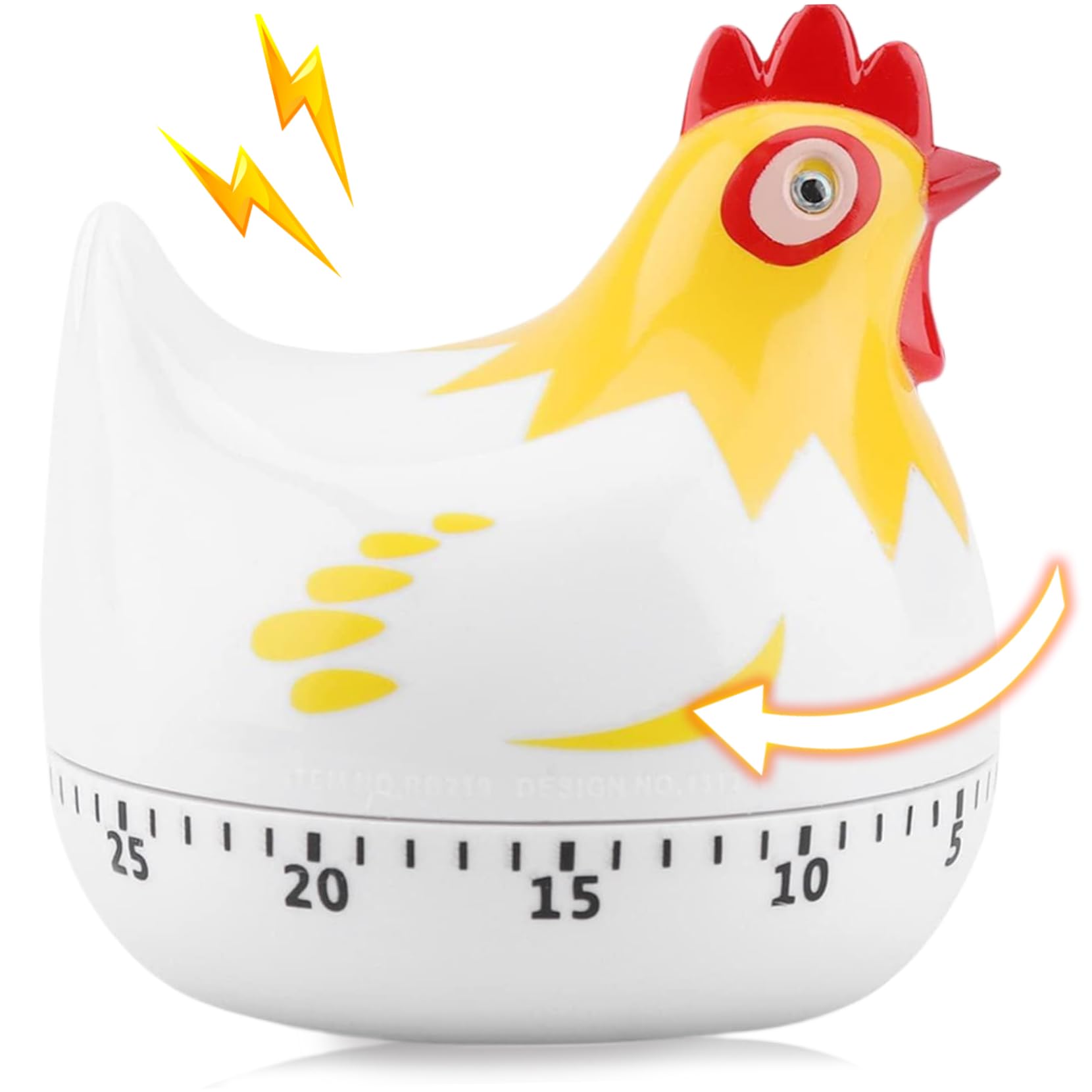 Kitchen Timers for Cooking Kitchen Timer, 2.5x2.6" Chicken Shaped Egg Timer with Loud Alarm, 60 Minute ABS Plastic Timers for Cooking, Boiling Eggs