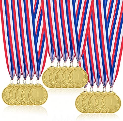 15 Pieces Gold Medals -Metal Medals for Awards,Olympic Style Winner Award Medals with Neck Ribbon for Competitions, Sports, Spelling Bees, Party Favors, Beer Olympics, for Kids Adults, 2inches