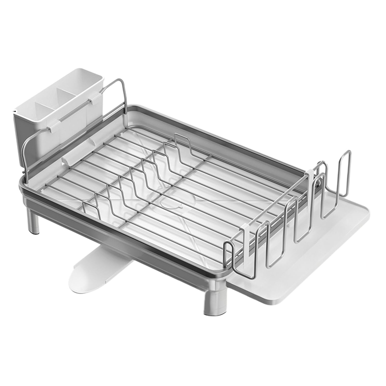 Elnwnnkc Sturdy Iron Kitchen Organizer with Drain Tray and Utensil Holder for Dishes Bowls Cutlery Storage Space Saving Countertop Rack Cookware Organizer