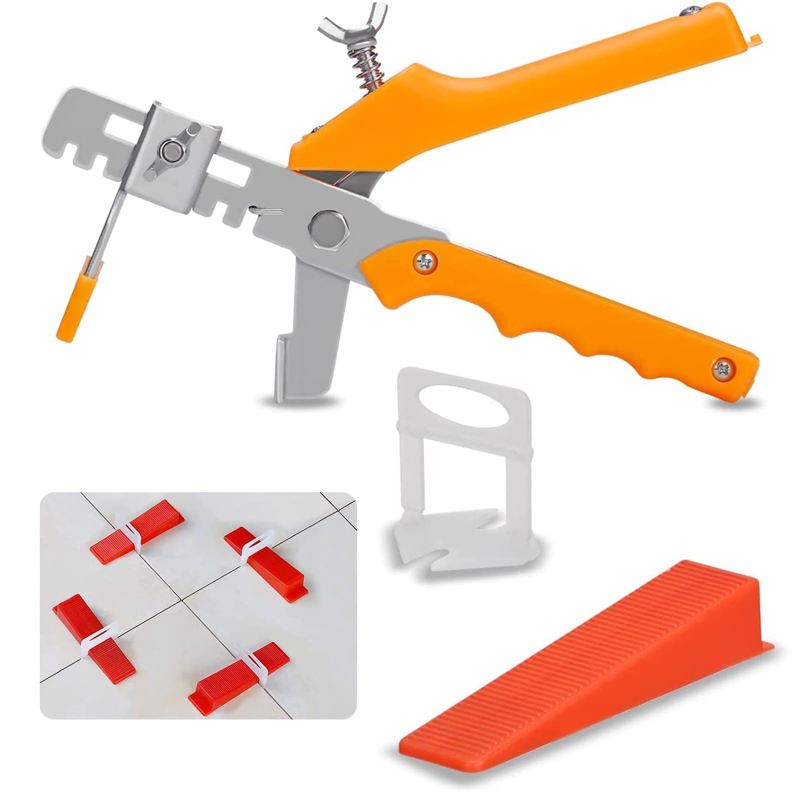 Kit de Sistema de Nivelación de Baldosas 400 x Clips Espaciadores de Baldosas 100 x Cuñas Reutilizables y 1 x Alicates de Instalación -Herramienta de Nivelación de Baldosas 2.0