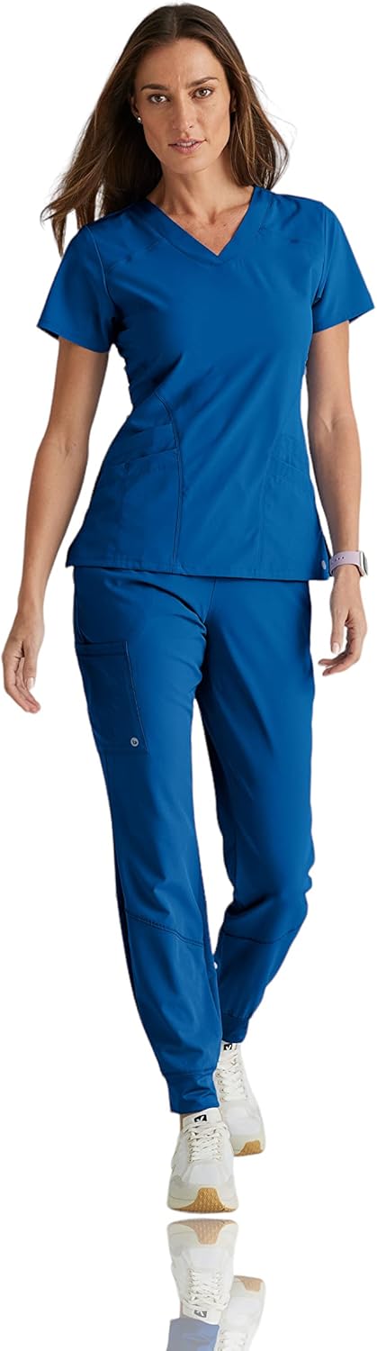 Size XXL BARCO One Boost Scrub Set for Women - Sporty V-Neck Top, Eco-Friendly Fabric, 4-Way Stretch Women's Jogger Scrub Set XX-Large New Royal