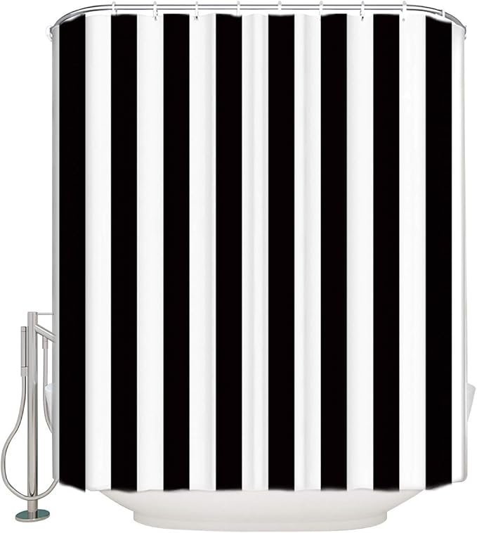 Vandarllin Extra Long Shower Curtain Fabric Shower Curtains Black and White Shower